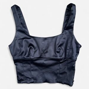 Black Satin Aritzia Crop Top, XS